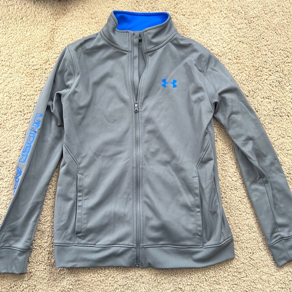 Grey and Blue L boys sweat shirt